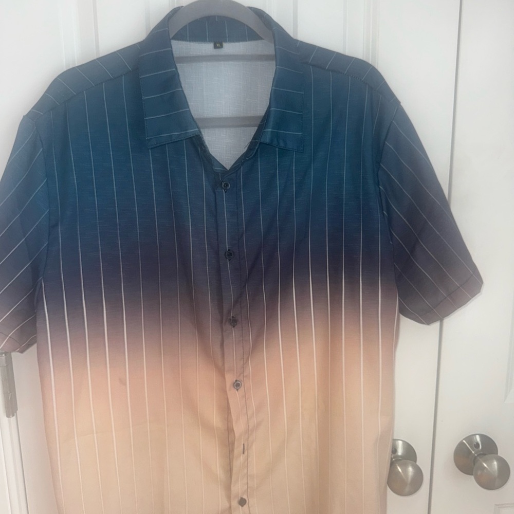 Gradient Blue and Cream Men's Shirt